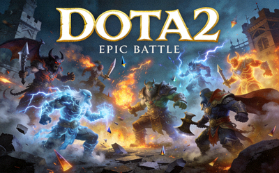 DOTA2游戏封面展示史诗级团战竞技场景