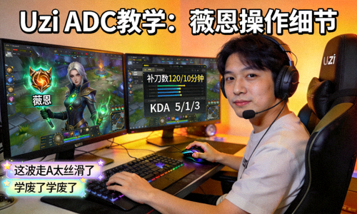 Uzi英雄联盟ADC位置直播教学画面